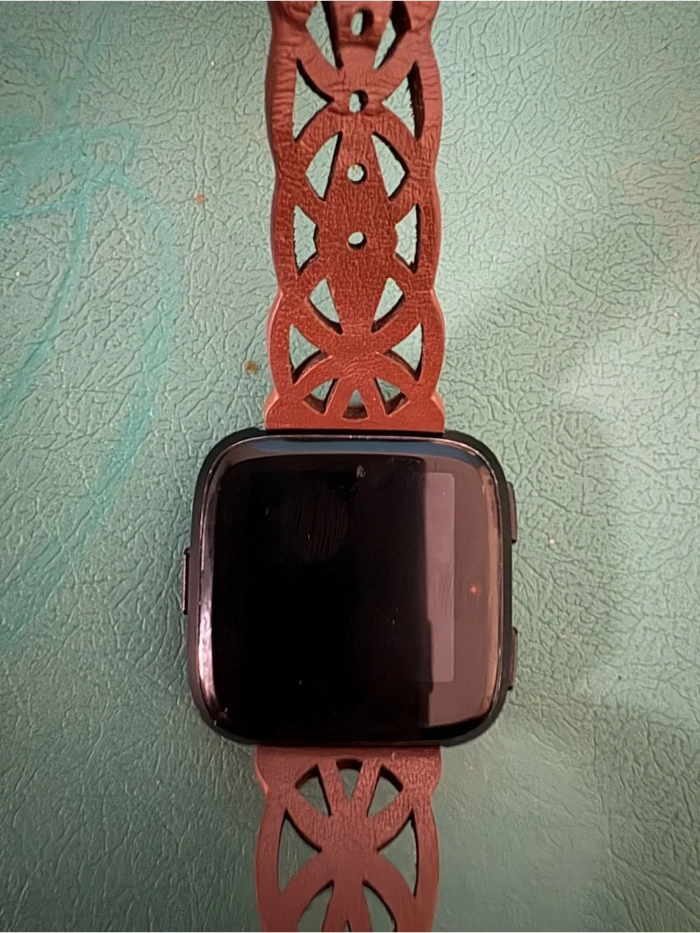 fitbit Brown Laser-Cut Leather Strap Smartwatch